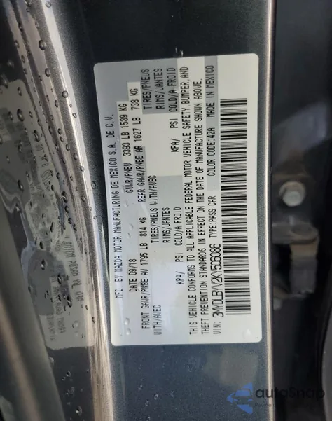 2019 Toyota Yaris L z USA, uszkodzony, nr VIN 3MYDLBYV2KY506086